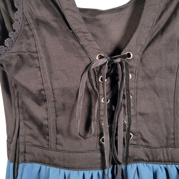 Disney Alice in Wonderland Corset Dress XS Halloween Gothic Cosplay Blue Black - Picture 10 of 15